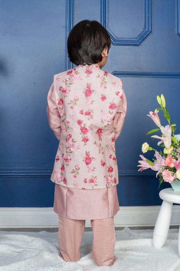 Flower Embroidery Nehru Jacket with Kurta and chudidar - Kirti Agarwal