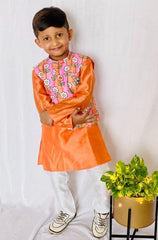 Flower Print Jacket with Kurta and Pajama - Kirti Agarwal