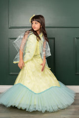 Frilled cape with heavy embroidered crop top and lahenga - Kirti Agarwal