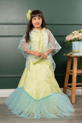 Frilled cape with heavy embroidered crop top and lahenga - Kirti Agarwal