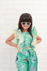 Frilled Multicolur crop top with Bottom - Kirti Agarwal