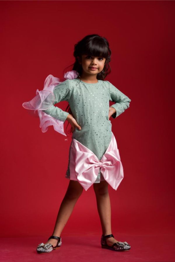 Frock with big Pink Bow in Front - Kirti Agarwal