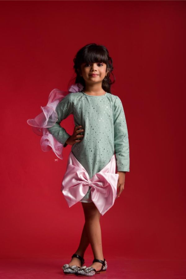 Frock with big Pink Bow in Front - Kirti Agarwal