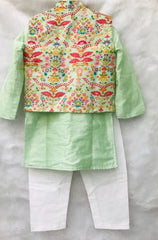 Green Embroidered Kurta with Chudidar - Kirti Agarwal