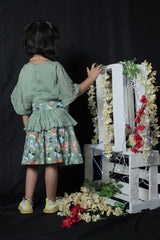 Green Peplum top with Butterfly Skirt - Kirti Agarwal
