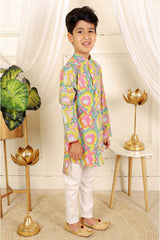 Green Yellow Pink Kurta along with Pyjama - Kirti Agarwal