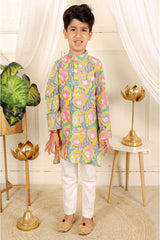Green Yellow Pink Kurta along with Pyjama - Kirti Agarwal