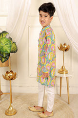 Green Yellow Pink Kurta along with Pyjama - Kirti Agarwal