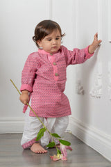 Grey thread work pink kurta with dhoti - Kirti Agarwal