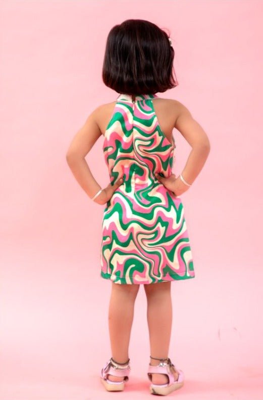 Haltered Neck wavy print dress - Kirti Agarwal