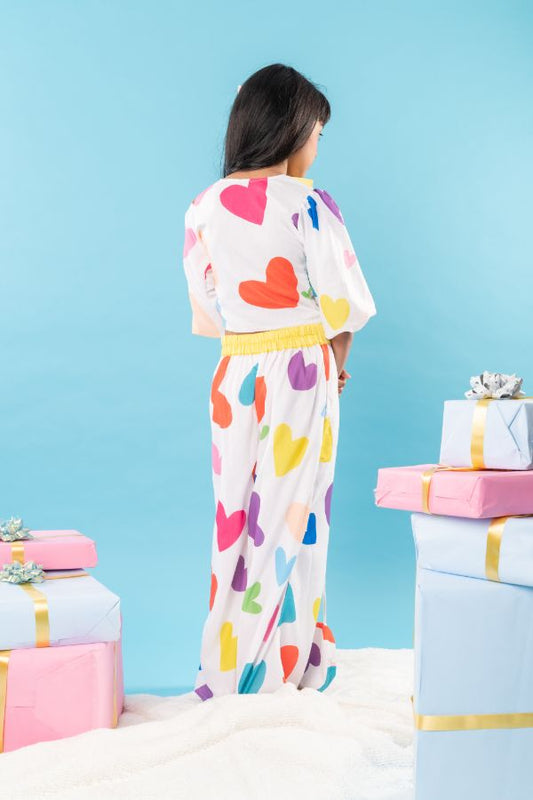 Heart print crop top with Palazzo - Kirti Agarwal