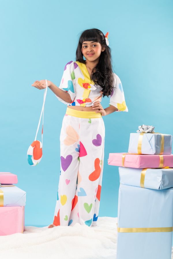 Heart print crop top with Palazzo - Kirti Agarwal