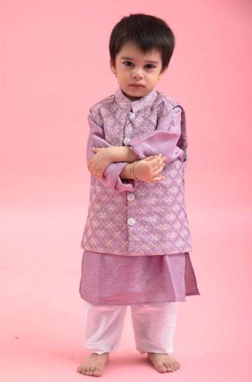 Heavy Embroidered Jacket with Silk Kurta and Chudidar - Kirti Agarwal