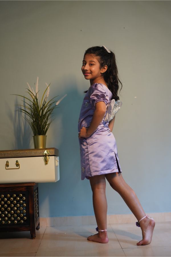 Lavender Imported Dress with handwork embroidery - Kirti Agarwal