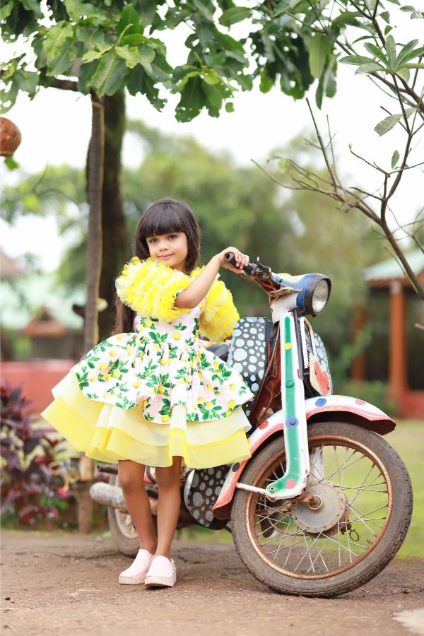 Lemon Print three tier dress - Kirti Agarwal