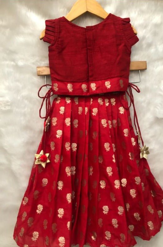 Lotus Embroidered Top with Pleated Lehenga - Kirti Agarwal