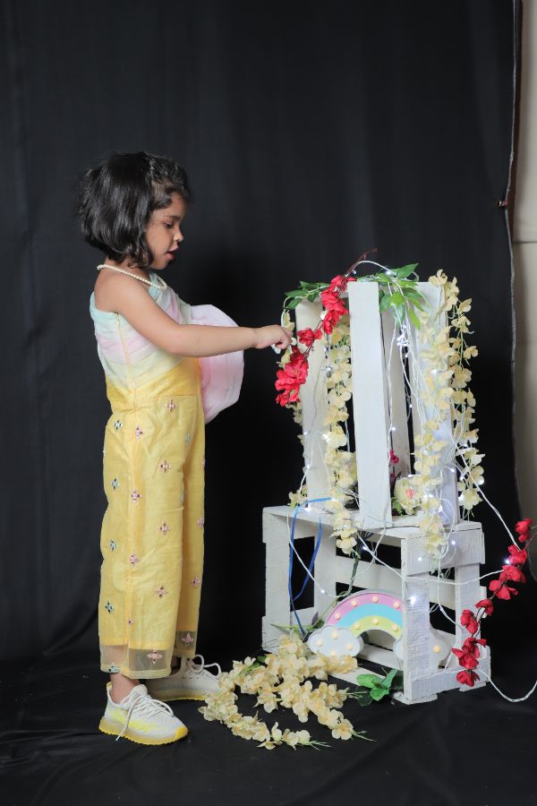 One Off Shoulder Flowered Jumpsuit - Kirti Agarwal