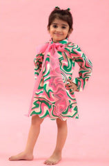 Organza made bow with full sleeved dress - Kirti Agarwal