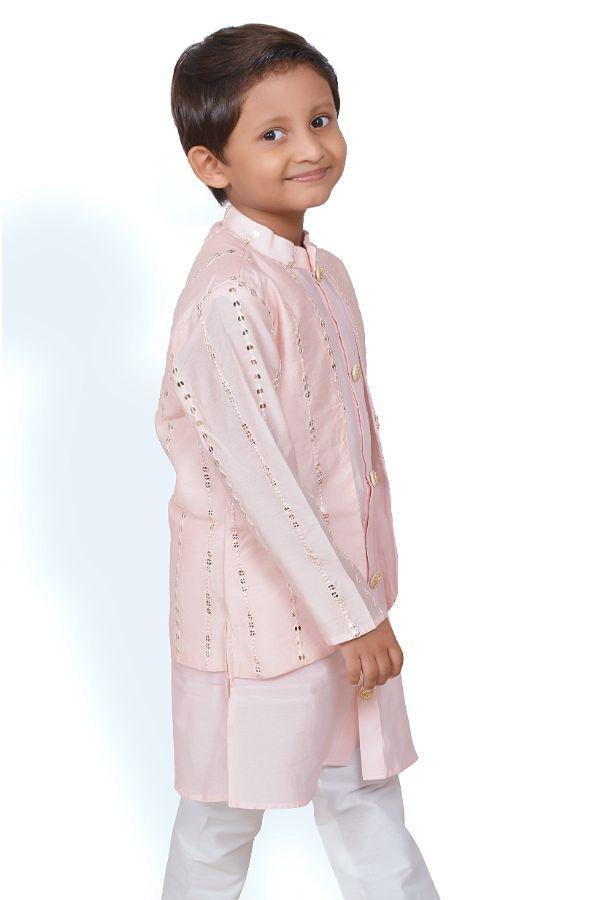 Peach Embroidered attached Jacket with Chudidar - Kirti Agarwal