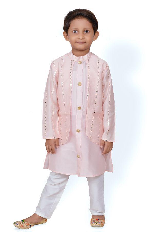 Peach Embroidered attached Jacket with Chudidar - Kirti Agarwal