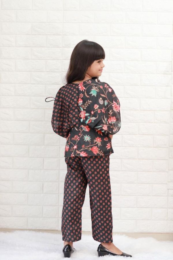  Peplum Style Floral Printed Black Top With Pant - Kirti Agarwal