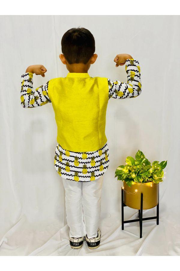 Pineapple Print Round Cut Kurta with Bandi - Kirti Agarwal