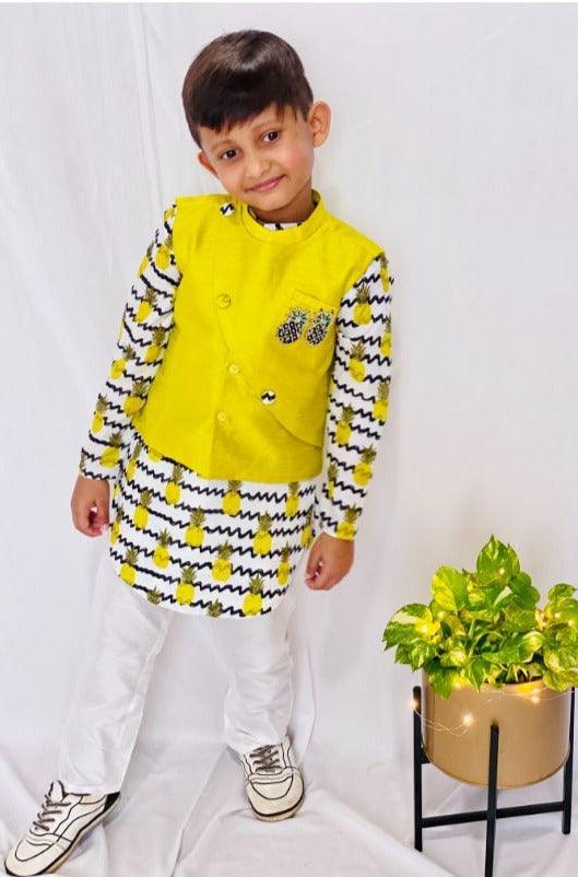 Pineapple Print Round Cut Kurta with Bandi - Kirti Agarwal