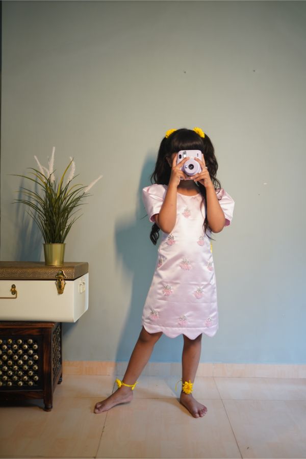 Pink Imported Dress with handwork embroidery - Kirti Agarwal