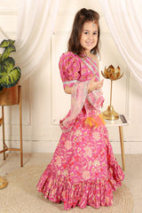 Puffed sleeve cotton print crop top with Lahenga - Kirti Agarwal