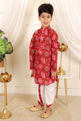 Red Floral Printed Kurta with dhoti - Kirti Agarwal
