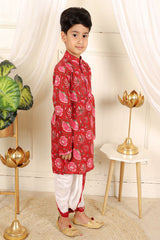 Red Floral Printed Kurta with dhoti - Kirti Agarwal