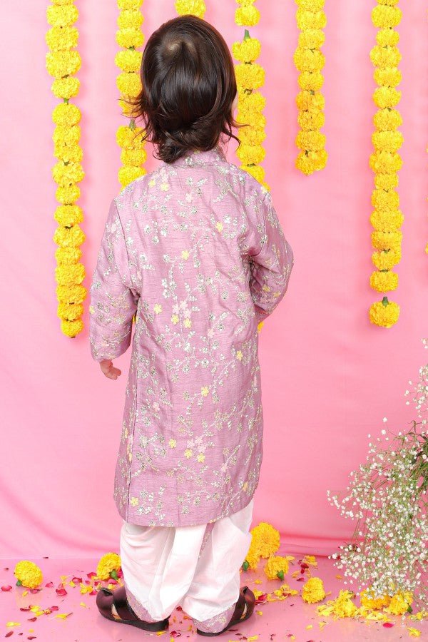 Sequin And Thread Work Lavender Kurta With Dhoti - Kirti Agarwal