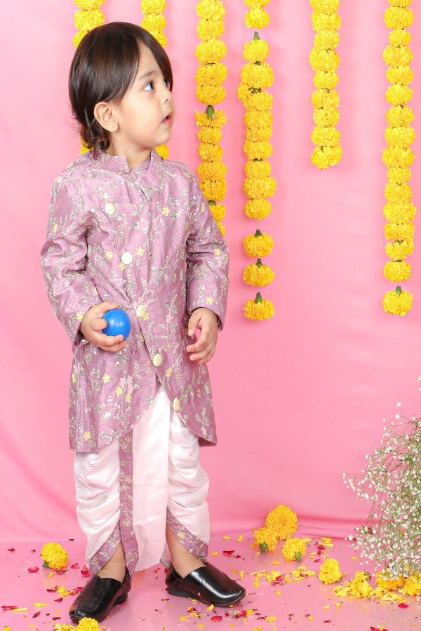Sequin And Thread Work Lavender Kurta With Dhoti - Kirti Agarwal