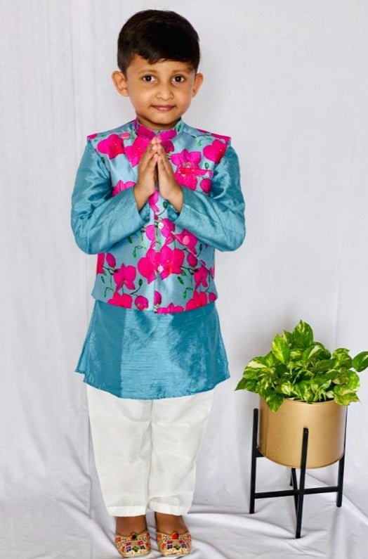 Slant Cut Bandi with Kurta and Pajama - Kirti Agarwal
