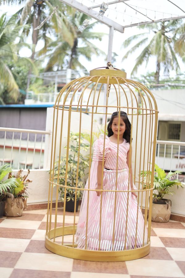 Slant cut flower embroidery top with ghagra - Kirti Agarwal