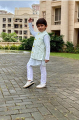 Slant Cut Kurta with Embroidered Jacket and Chudidar - Kirti Agarwal