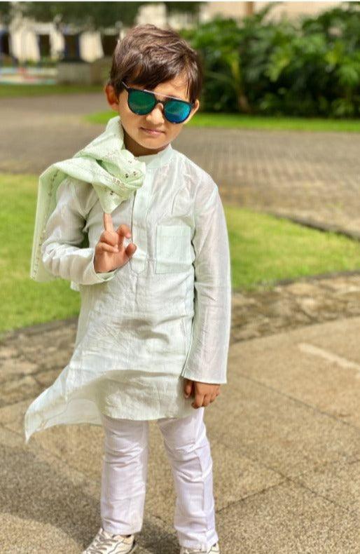 Slant Cut Kurta with Embroidered Jacket and Chudidar - Kirti Agarwal