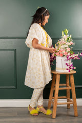 Spaghetti Straps Top And Bird Embroidered Tie Up white Jacket And Scalloped Hem Pant - Kirti Agarwal