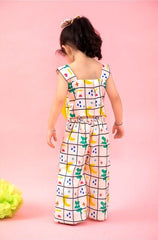 Square Shaped crop top with printed off white pants - Kirti Agarwal