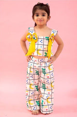 Square Shaped crop top with printed off white pants - Kirti Agarwal