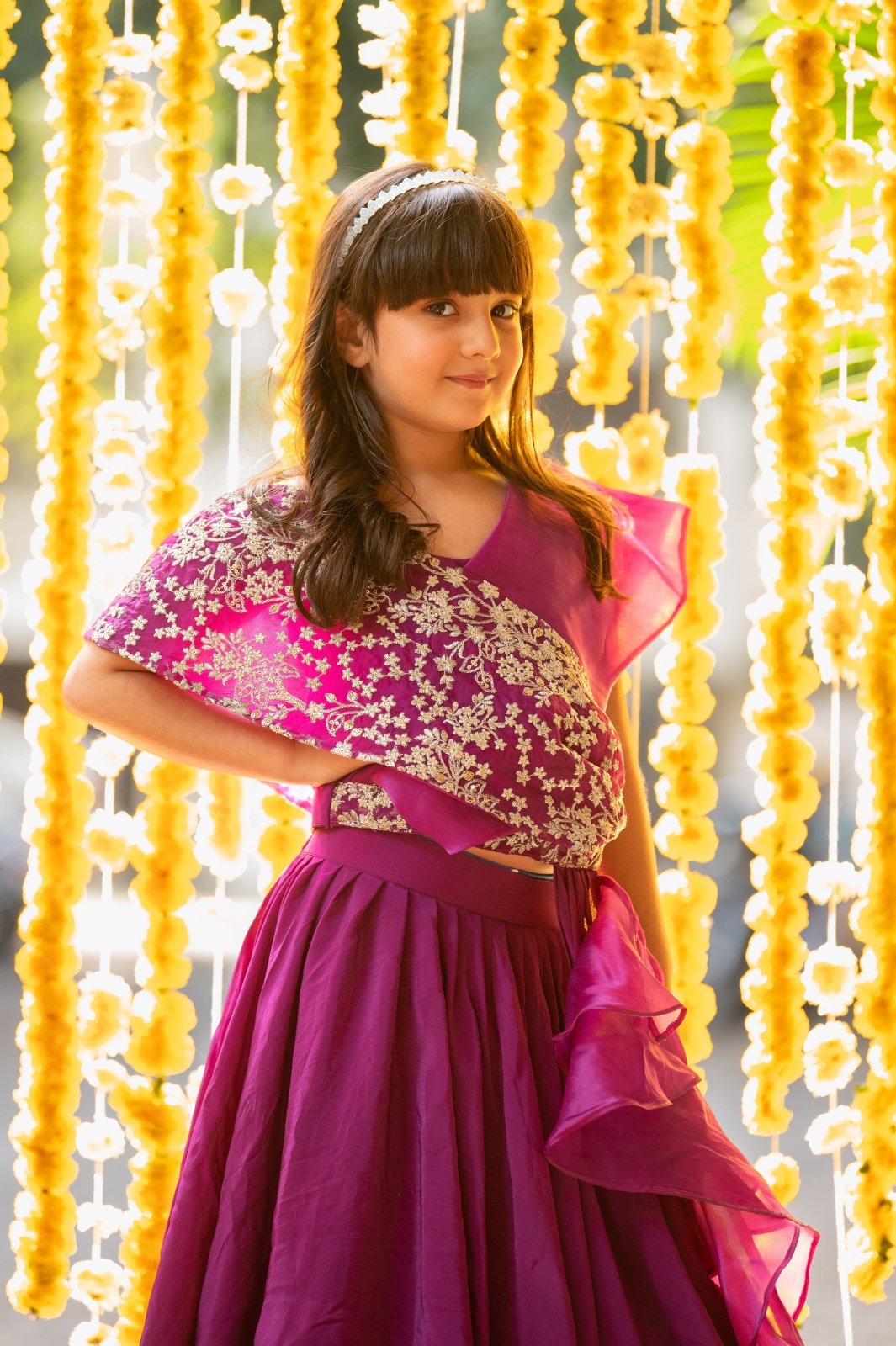 Stylish Drape Embroidery Work Top With Lehenga Online India - Kirti Agarwal - Kirti Agarwal