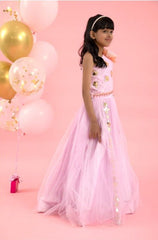 Stylish One Shoulder Mirror Work Lavender Top And Lehenga - Kirti Agarwal