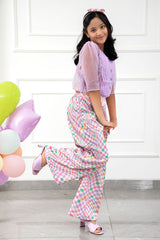 Stylish Scalaped Organza top with multicolour pants - Kirti Agarwal