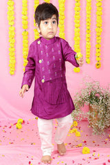 Thread Embroidered And Pintuck Detailing Attached Flap Kurta With Pyjama - Kirti Agarwal