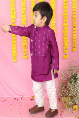 Thread Embroidered And Pintuck Detailing Attached Flap Kurta With Pyjama - Kirti Agarwal