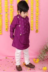 Thread Embroidered And Pintuck Detailing Attached Flap Kurta With Pyjama - Kirti Agarwal