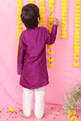 Thread Embroidered And Pintuck Detailing Attached Flap Kurta With Pyjama - Kirti Agarwal