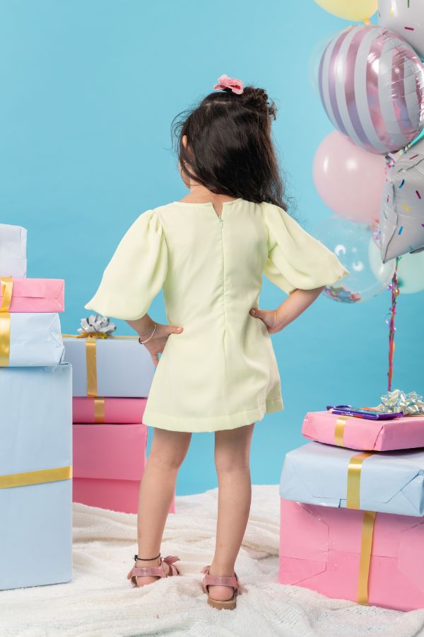 Thread Embroidered frock with balloon sleeves - Kirti Agarwal