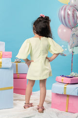 Thread Embroidered frock with balloon sleeves - Kirti Agarwal