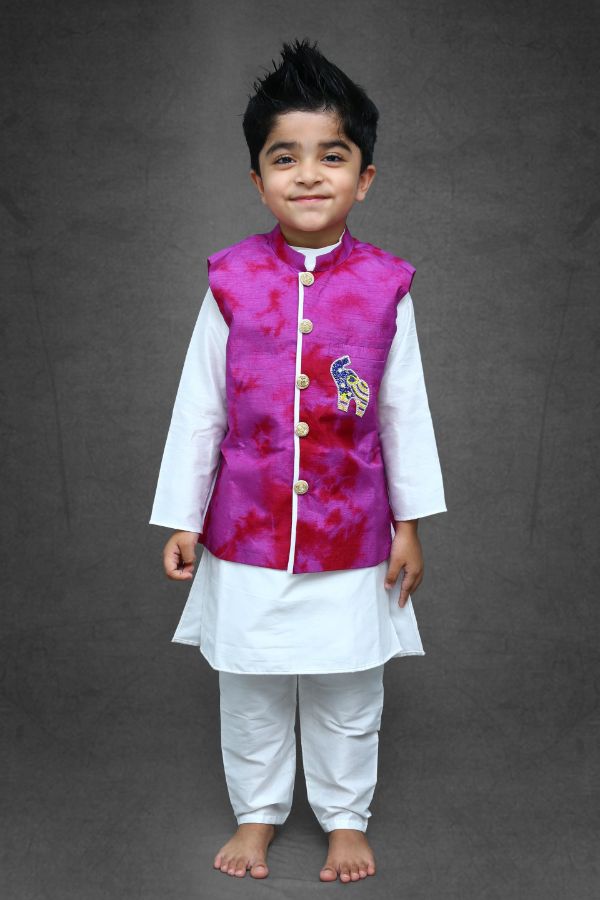 Tie and Dyed 3 piece Purple Kurta set - Kirti Agarwal